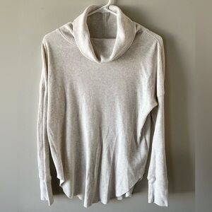 Aritzia The Group Babaton Cream Waffle Cowl Neck Top -S- essential normcore
